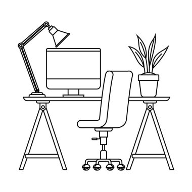 sandalye simgesi ile ofis masası silueti