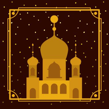 yıldız gökyüzü ile altın cami binası ile çerçeve