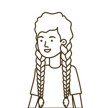 Beyaz arka plan karakterli genç bir kadın.