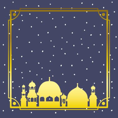 yıldız gökyüzü ile altın cami binası ile çerçeve
