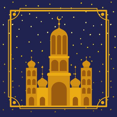 yıldız gökyüzü ile altın cami binası ile çerçeve
