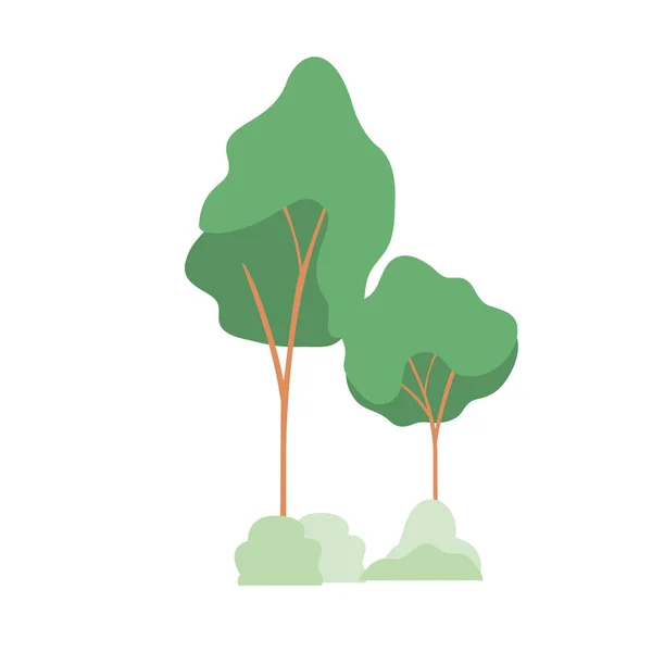 Landschap met bomen en planten geïsoleerd pictogram — Stockvector