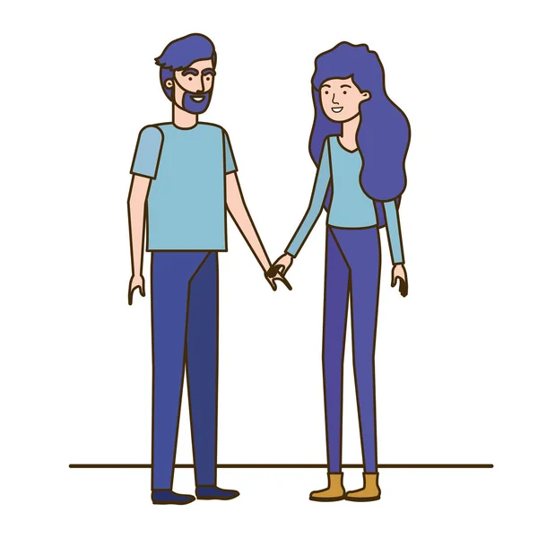 Jeune couple en fond blanc personnage avatar — Image vectorielle