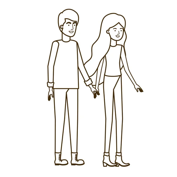 Νεαρό ζευγάρι σε λευκό φόντο χαρακτήρα avatar — Διανυσματικό Αρχείο