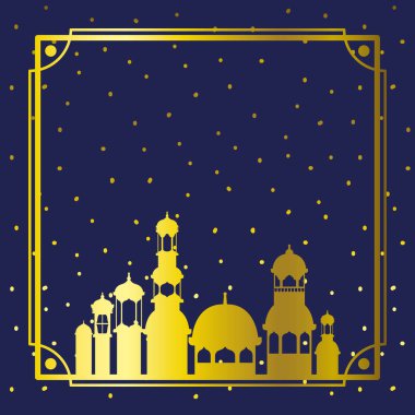 yıldız gökyüzü ile altın cami binası ile çerçeve