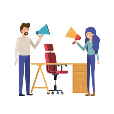 beyaz arka plan ile iş ofisinde çift