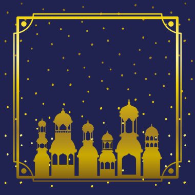 yıldız gökyüzü ile altın cami binası ile çerçeve