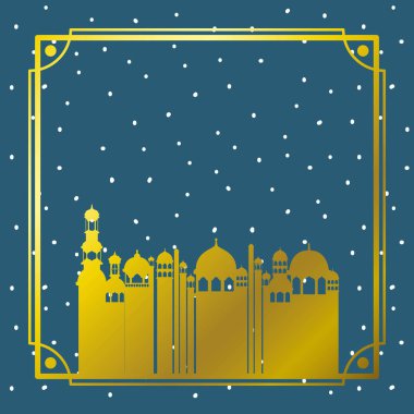yıldız gökyüzü ile altın cami binası ile çerçeve