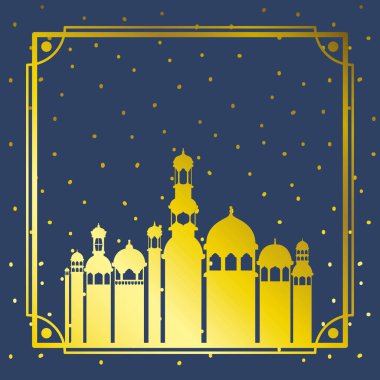 yıldız gökyüzü ile altın cami binası ile çerçeve