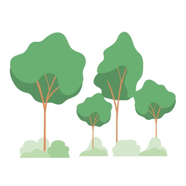 Landscape with trees and plants isolated icon — Stock Vector