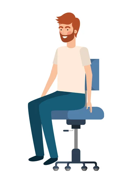 Uomo con seduta in sedia ufficio personaggio avatar — Vettoriale Stock
