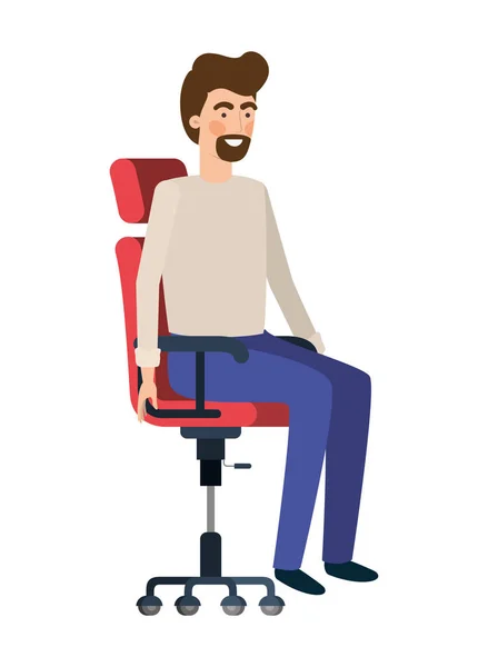 Homme avec assis dans la chaise de bureau avatar personnage — Image vectorielle