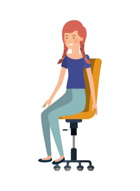 woman with sitting in office chair avatar character
