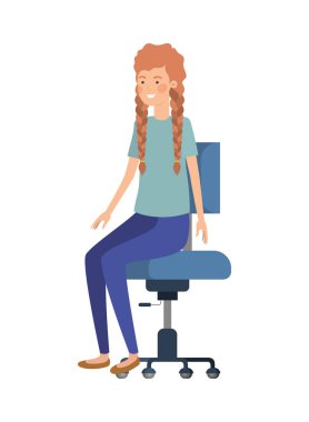 woman with sitting in office chair avatar character