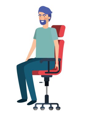 ofis sandalyesi avatar karakteri oturan adam