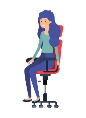 woman with sitting in office chair avatar character