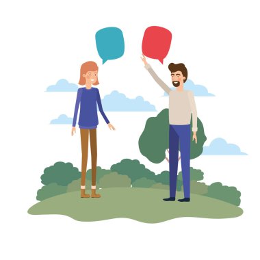 manzara avatar karakter ile genç Çift