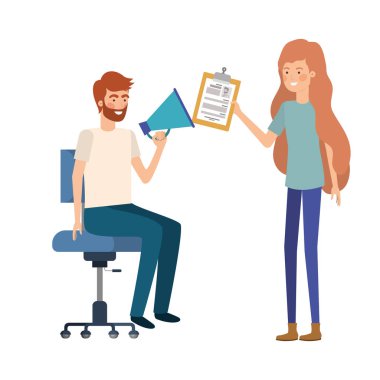 ofis sandalyesi avatar karakteri oturan çift