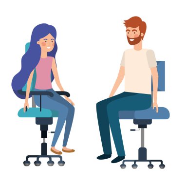 ofis sandalyesi avatar karakteri oturan çift