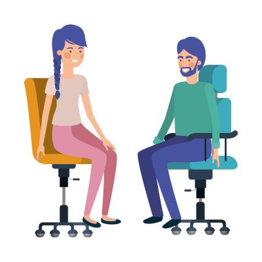 ofis sandalyesi avatar karakteri oturan çift