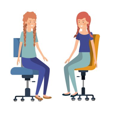 Ofis sandalyesinde oturan kadın Avatar karakteri