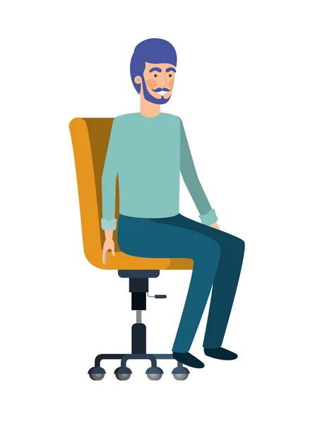 Man with sitting in office chair avatar character — Stock Vector