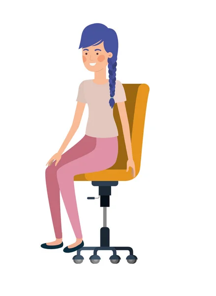 Woman with sitting in office chair avatar character — Stock Vector