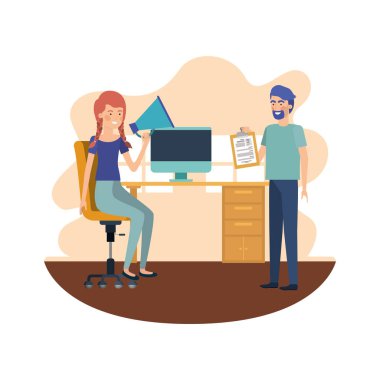 iş ofisi avatar karakteri çift