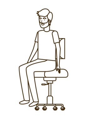 ofis sandalyesi avatar karakteri oturan adam