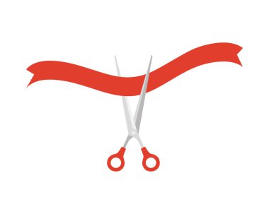 beyaz arka plan üzerinde kurdele ile makas