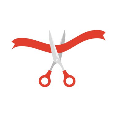 beyaz arka plan üzerinde kurdele ile makas