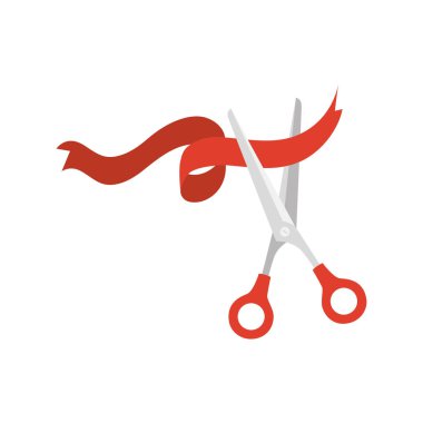 beyaz arka plan üzerinde kurdele ile makas