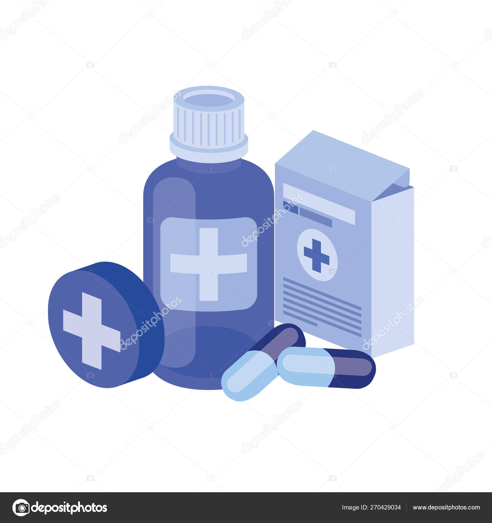 Vetores de Medicamentos Com Branco Médico Em Fundo Branco No