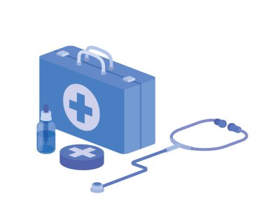 Beyaz arkaplanda ilk yardım çantası