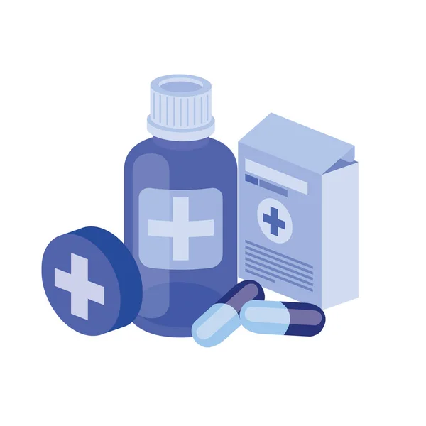 Medicamentos sobre fondo blanco — Vector de stock