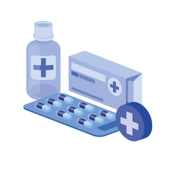 Farmaci medicinali su sfondo bianco — Vettoriale Stock