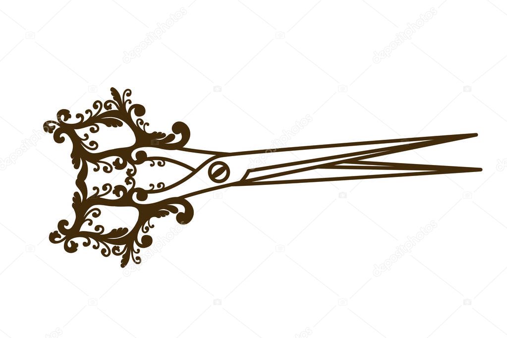 open scissor in white background icon