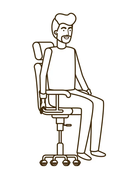 Férfi ül irodaszékben avatar karakter — Stock Vector