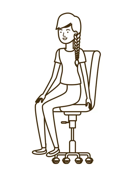 Woman with sitting in office chair avatar character — 스톡 벡터