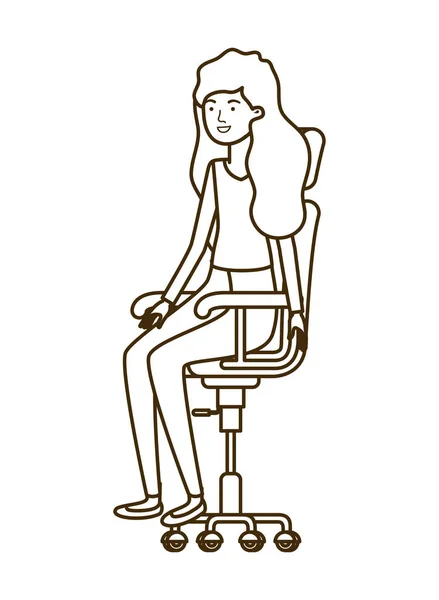 Woman with sitting in office chair avatar character — Stok Vektör