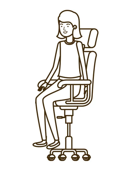 Nő ül irodai szék Avatár karakter — Stock Vector