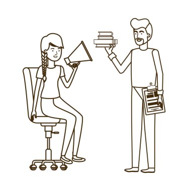 ofis sandalyesi avatar karakteri oturan çift