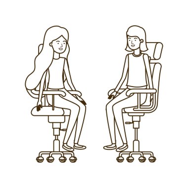 Ofis sandalyesinde oturan kadın Avatar karakteri