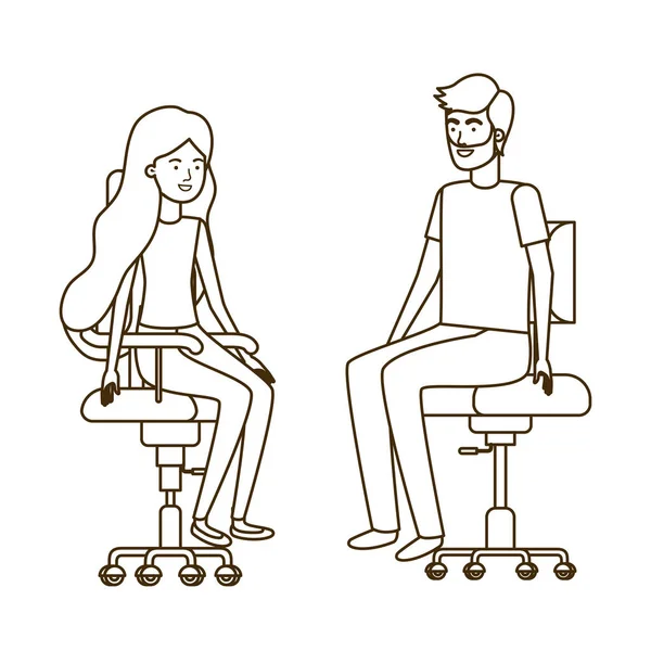 Пара з сидячи в офісному кріслі аватара персонажа — стоковий вектор