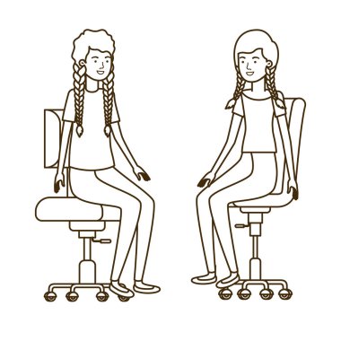 Ofis sandalyesinde oturan kadın Avatar karakteri