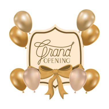 etiket büyük açılış ile çerçeve ve helyum balonları