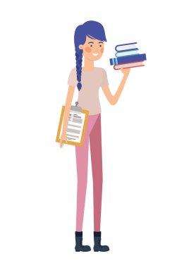 woman standing with curriculum vitae