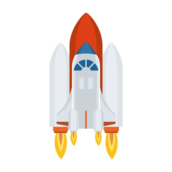 Rocket taking off in white background — Stock Vector