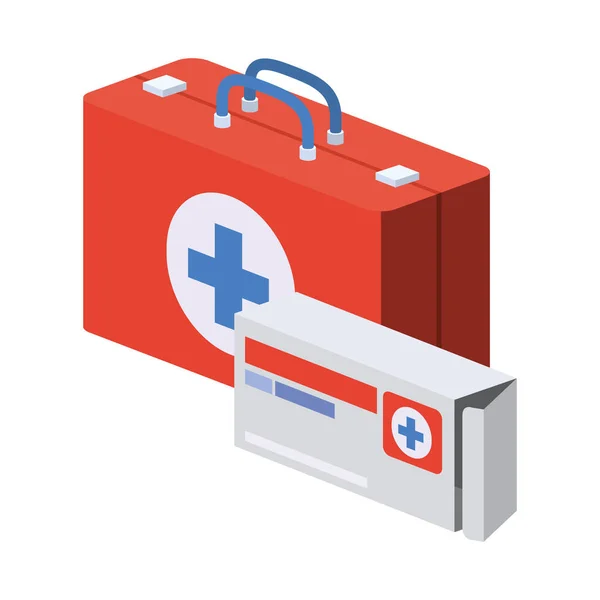 First aid kit on white background — Stock Vector