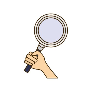 beyaz arka plan ile büyüteç ile el